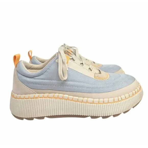 Cougar Sayah fog blue & beige waterproof nylon & suede platform sneakers 7 - Picture 3 of 8